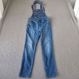 Free People Overalls Womens 26 Blue Denim Bib Wide Adjustable Straps Stretch